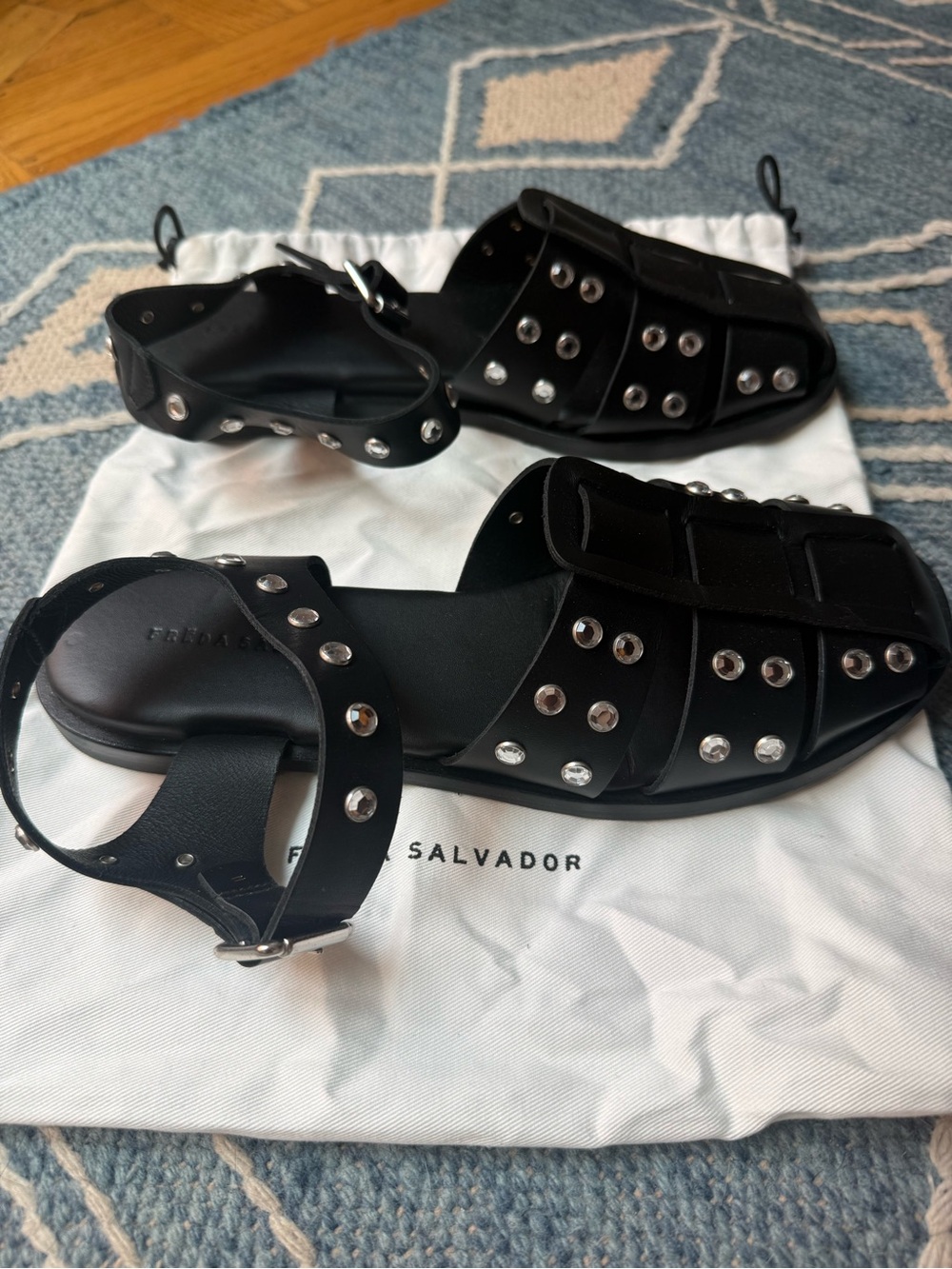Freda Salvador Sera Fisherman Sandals w Crystals - Picture 5 of 8